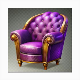 Purple Armchair With Golden Trim 1 Canvas Print