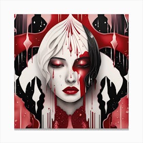 Drooling Woman Gothic Japanese textured monocamatic Canvas Print
