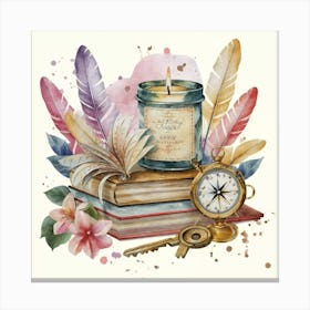 Watercolor Book Art Canvas Print