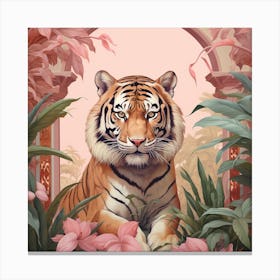 Tiger 2 Pink Jungle Animal Portrait Canvas Print
