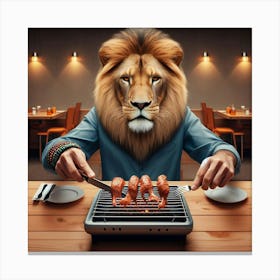 Lion Grilling Canvas Print