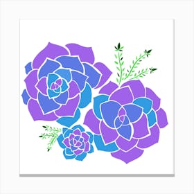 Succulent Flowers - Purple & Blues Canvas Print