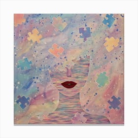 Puzzle Pieces Woman Abstract Canvas Print