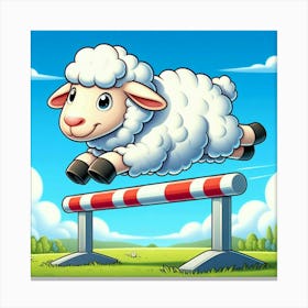 Little Sheep Is Trying Its Best To Be An Olympic Hurdler And Clear The Bar In This Fun And Addicting Game That Will Keep You On The Edge Of Your Seat Canvas Print