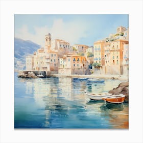 AI Ethereal Elegance: Italian Riviera in Impressionist Hues" Canvas Print