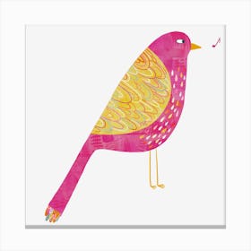 Pink Watercolor Bird Saying Something Salty Canvas Print