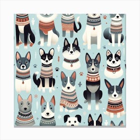 Scandinavian style,Pattern with dogs 2 Canvas Print