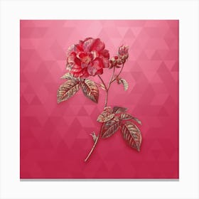 Vintage Apothecary Rose Botanical in Gold on Viva Magenta n.0216 Canvas Print