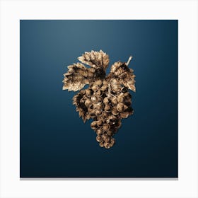 Gold Botanical Grape Vine on Dusk Blue n.3806 Canvas Print