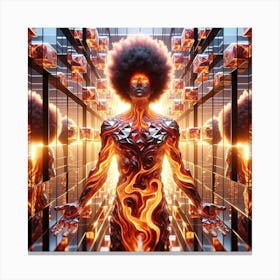 Afro Man In Fire Canvas Print