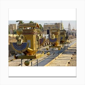 Golden Egyptian Statues Canvas Print