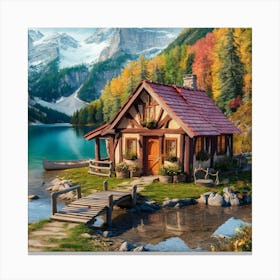 Cabin By The Lake Canvas Print