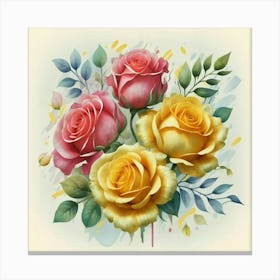 Watercolor design with beautiful roses oil painting abstract 11 Canvas Print