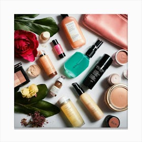 A Photo Of A Variety Of Beauty Products 2 Canvas Print