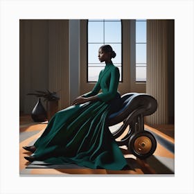 Woman In A Green Dress 1 Canvas Print