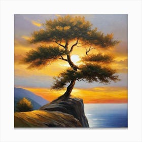 Lone Tree At Sunset 4 Canvas Print