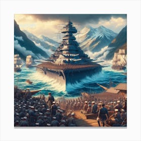 Battleship Battle Canvas Print