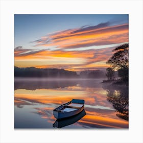 Boat At Sunrise Canvas Print