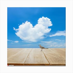 Bird On A Wooden Table Canvas Print