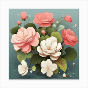 Flowers of Begonia, Vector art 1 Canvas Print