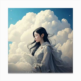 Firefly Girl, Clouds, Ethereal, Dreamy, Surreal, Airy, Mystical, Celestial, Fantasy, Delicate, Grace (10) Canvas Print