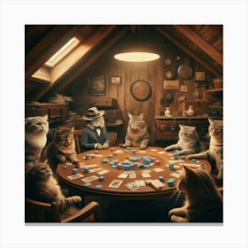 Cats Playing Poker 2 Canvas Print