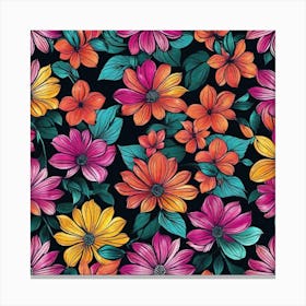 Floral Seamless Pattern Canvas Print