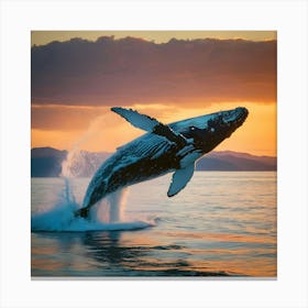 Humpback Whale Jumping Out Of The Water 17 Canvas Print