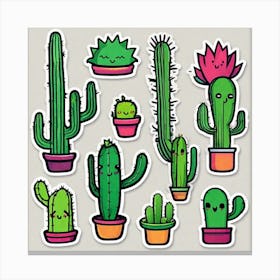 Cactus Stickers 6 Canvas Print