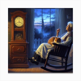 Old Woman In Rocking Chair Canvas Print