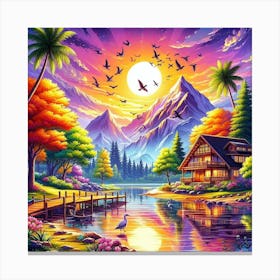 Sunset By The Lake Canvas Print