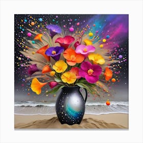 Colorful Flowers In A Vase Canvas Print