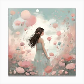 Girl In A Field Of Flowers Canvas Print