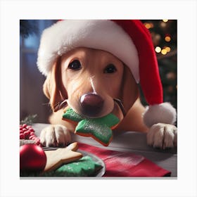 Santa Dog Canvas Print