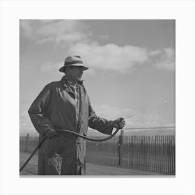 Salinas, California, Irrigator At Guayule Nursery By Russell Lee Canvas Print