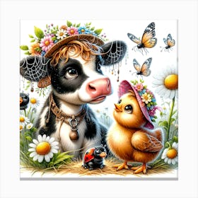 Cute Ink Spattered Animals 2 Canvas Print