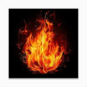 Fire On Black Background Canvas Print