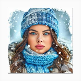 Portrait Of A Woman In Winter Canvas Print