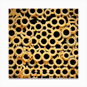 Gold Gears On Black Background 6 Canvas Print