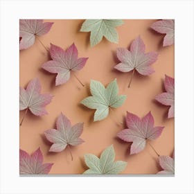 Autumn Leaves On A Pink Background Canvas Print