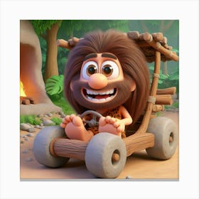 Caveman In A Car Canvas Print