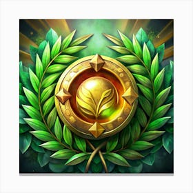 Golden Laurel Wreath With A Medal Canvas Print