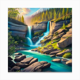 Waterfall In The Mountains 2 Canvas Print