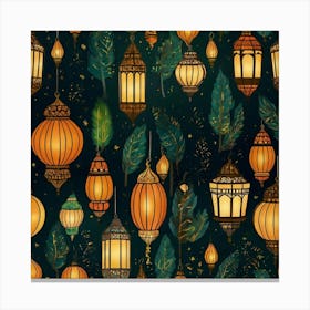 Seamless Pattern With Lanterns Canvas Print