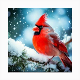 Firefly Vibrant Cardinal In Serene Snowy Winter Day 85679 (2) Canvas Print