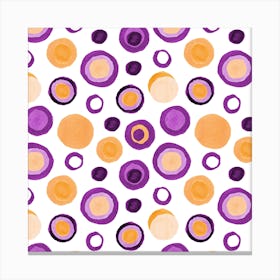 Circles Retro Tan Purple Canvas Print