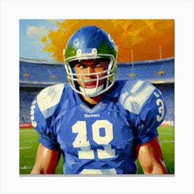 The Focused Defender Football Player in Full Gear Canvas Print