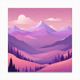 Misty mountains background in purple tone 8 Canvas Print