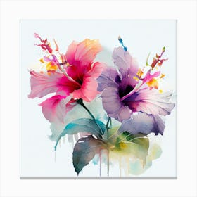 Watercolor Hawaiian Flower Abstract Canvas Print