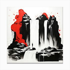 Modern Silhouette Waterfall Painting Bold Abstract Landscape Decor Lienzo